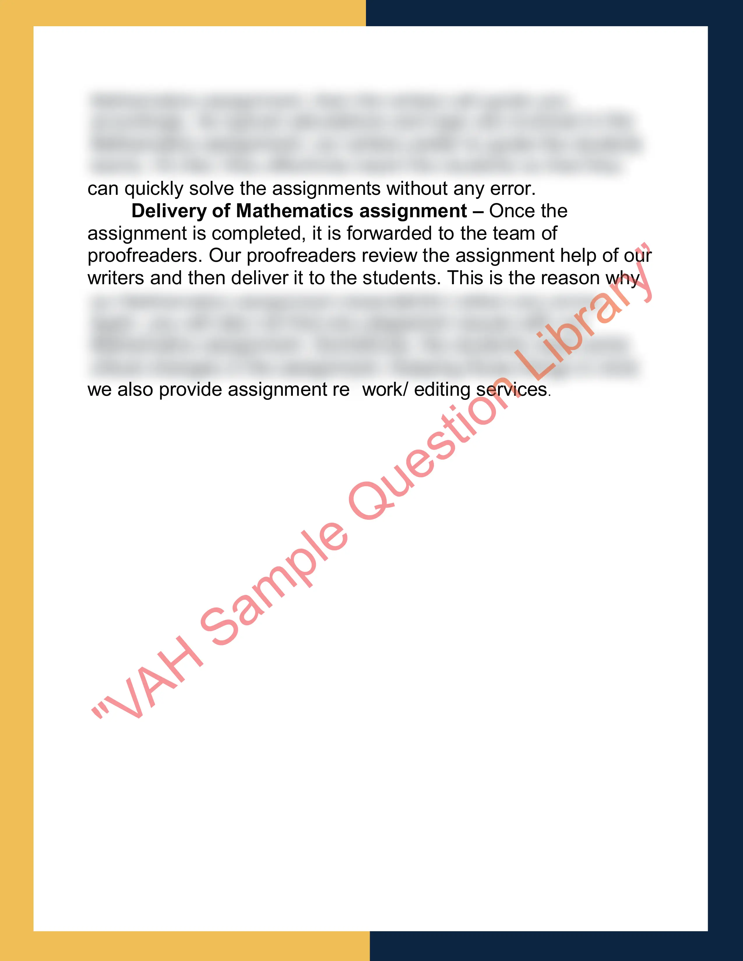 Mathematics assignment sample 2